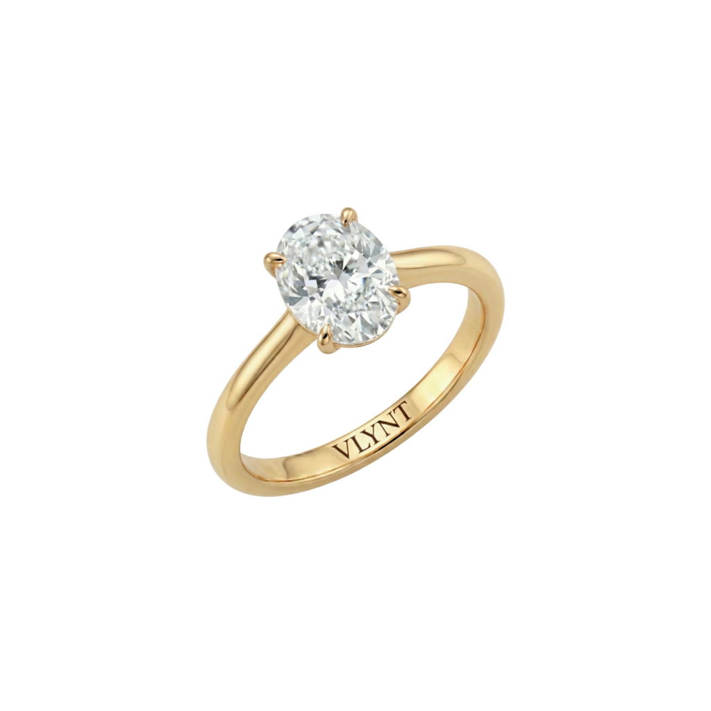 2ct oval shaped diamond ring: 18K vermail